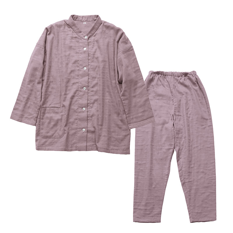 moun　3重ガーゼ　レディースパジャマ　綿100%　日本製　Mサイズ（ブラウン）