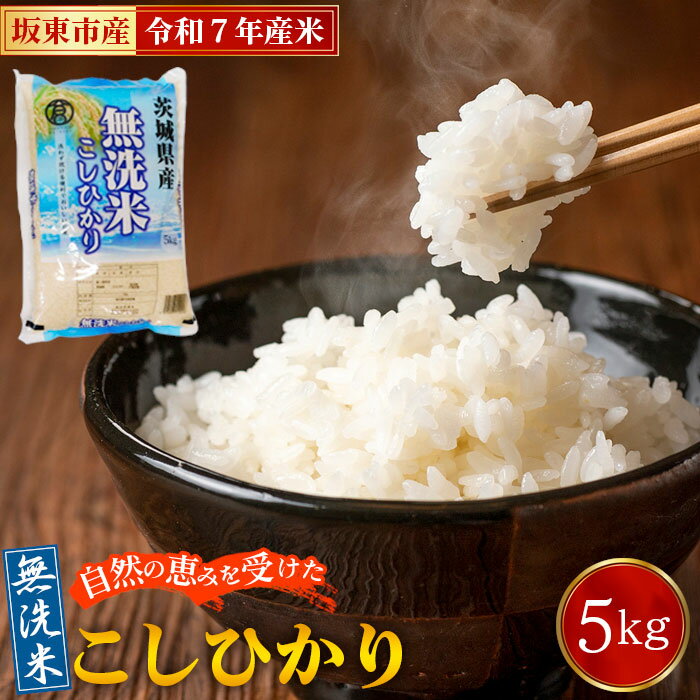 【ふるさと納税】No.862 令和7年産　無洗米こしひかり5kg【坂東市産】／ 令和7年 新米 米 お米 こめ コメ 無洗米 精米 白米 ご飯 国産米 5kg 5キロ コシヒカリ こしひかり 甘み 粘り 香り ツヤ おいしい 便利 時短 手軽 手間なし 洗わず炊ける お取り寄せ 産地直送 産直