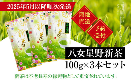 【予約返礼品/2025年5月以降順次発送】新茶 八女星野茶 100g×3本 緑茶 八女茶 お茶 茶葉 セット お取り寄せグルメ お取り寄せ 福岡 お土産 九州 福岡土産 取り寄せ グルメ 福岡県