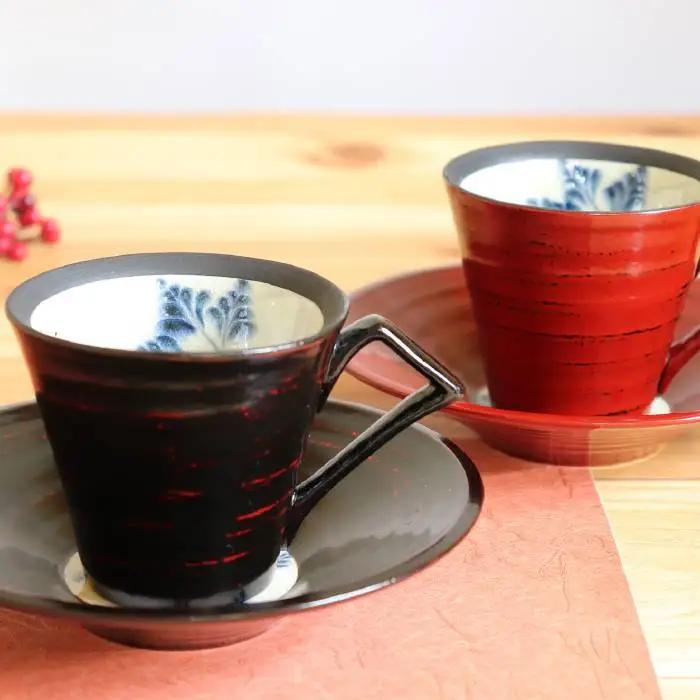 【美濃焼】漆陶 コーヒーカップ＆ソーサー 曙【宗山窯】 食器 マグカップ プレート 皿 C/S カップ＆ソーサー セット 漆 呉須 染付 工芸品 職人 黒 ブラック 陶器 送料無料 [MBI007]