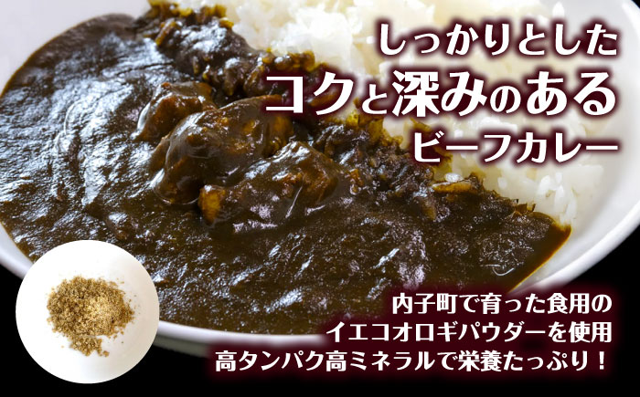 イエコオロギパウダー コオロギ黒カレー4個セット／ビーフカレー スパイスカレー タンパク質 食物繊維 鉄分 亜鉛 保存食 防災 内子町【株式会社ヒューネット風の谷うちこおろぎファーム】 [BKBN00