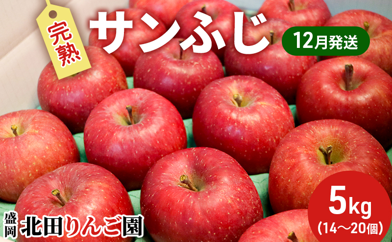 先行予約【12月発送】盛岡 北田りんご園 完熟サンふじ 約5kg（14～20玉） 果物類 フルーツ デザート 果汁 甘い 酸味 バランス 