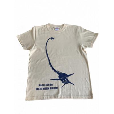 ふるさと納税 むかわ町 ホベツアラキリュウ穂別博物館ロゴ入りTシャツ【ナチュラル/キッズ120サイズ】