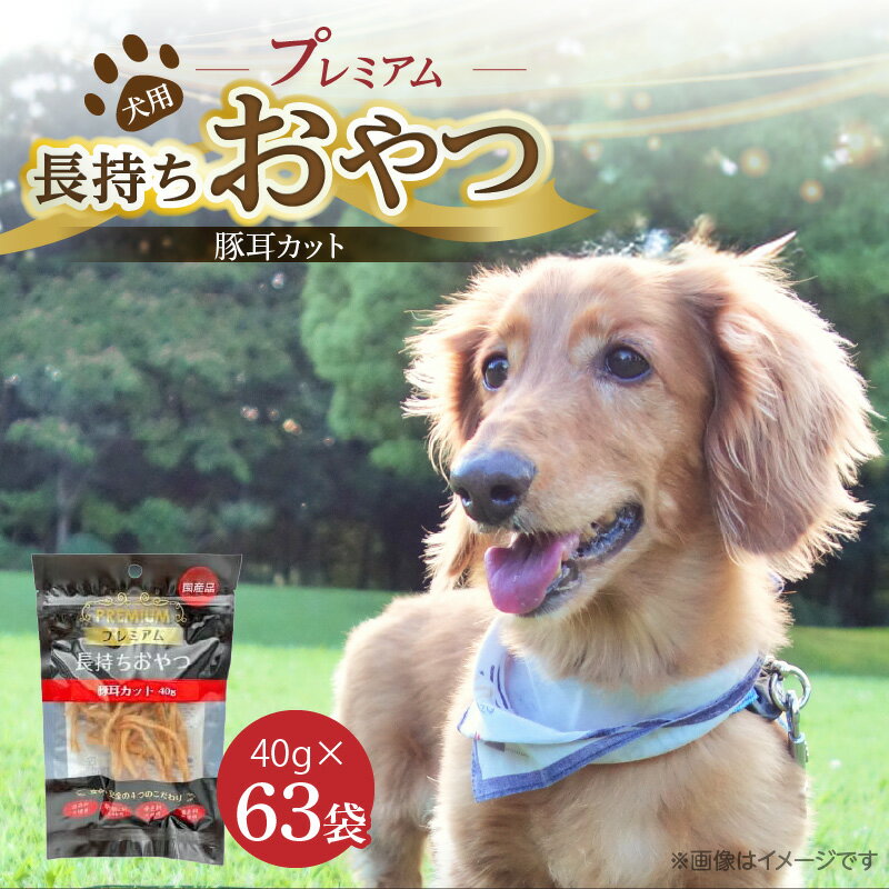 【ふるさと納税】プレミアム 長持ち おやつ 犬用 ササミ 豚耳 カット 40g × 63袋 国産 コラーゲン 旨味 凝縮 じっくり乾燥 ハード 食感 噛み応え ストレス解消 歯磨き効果 顎 トレーニング ストック 福岡県 久留米市 送料無料