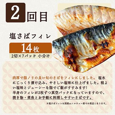 ふるさと納税 由良町 【毎月定期便】海鮮セットF(銀鮭切身・サバフィレ・紅鮭切身)全3回 |  | 02