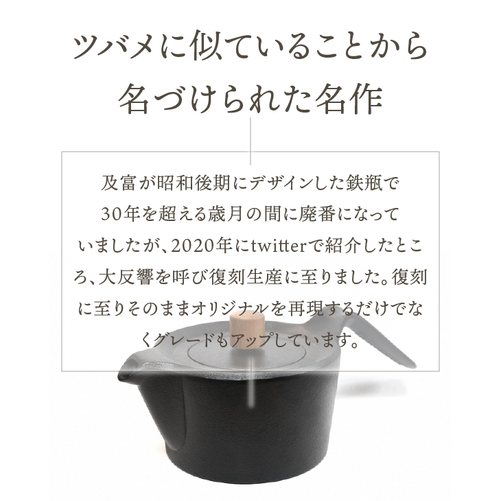 南部鉄器 鉄瓶 スワローポット 0.6L 【及富作】 IH調理器 ＜グッドデザイン賞受賞＞ 伝統工芸品 やかん ケトル キッチン用品 食器 日用品 雑貨 [AK022]