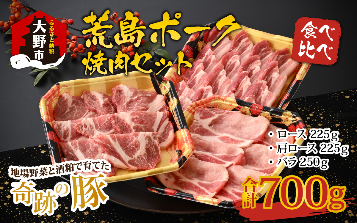 【福井のブランド豚肉】荒島ポーク食べ比べ焼き肉セット3点盛 700ｇ[A-054002]