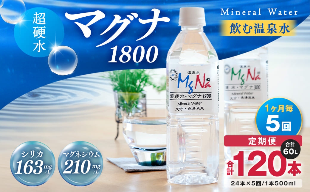 
【1ヶ月毎 5回定期便】「マグナ1800」 500ml 計120本
