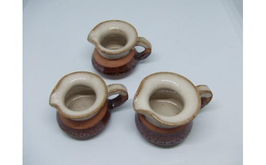 
【信楽焼】ミルクピッチャー3個セット　たれ入れ　珍味入れ　薬味入れ（nwu-004）
