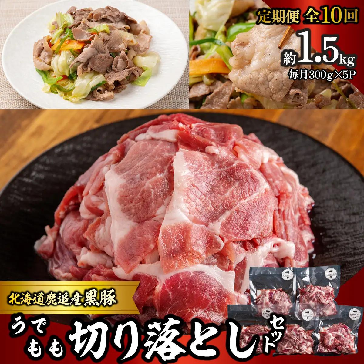 【定期10ヶ月】黒豚切り落とし（うで・もも） 300g×5 SKN099