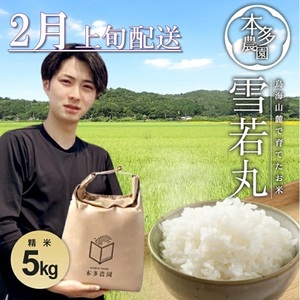 SB0807　2月上旬配送／令和7年産【精米】雪若丸　5kg 農家直送 HO