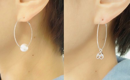 akoya フープピアス （K18WG） 8.5～9.0ミリ 真珠 アコヤ パール ピアス 18金 K18 WG アクセサリー ギフト ホワイトデー クリスマス 伊勢志摩 志摩ﾌｰﾌﾟ 