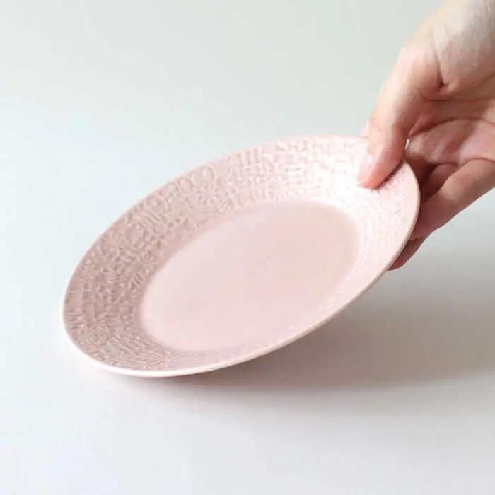 【波佐見焼】PATTERNED PLATE・MUG ペア 4点セット squall gray + antique rose　【BIRDS’ WORDS】[CF085]