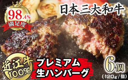 【PRキャンペーン対象】ハンバーグ 近江牛 100% 生 プレミアム 720g (約120g×6個) ブランド 牛肉 黒毛和牛 【 近江牛 】 FO18W