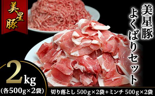 
美星豚よくばりセット2kg(切り落とし500g×2袋、ミンチ500ｇ×2袋)
