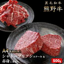 【ふるさと納税】 熊野牛A4以上ヒレシャトーブリアンステーキ200g(100g×2枚)＆霜降り赤身こま切れ300g