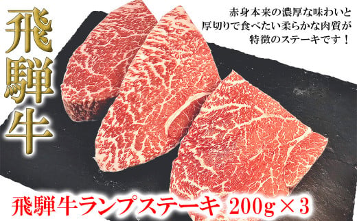 【木箱入り】菊の井 飛騨牛ランプステーキ　200g×3 牛肉 ブランド牛 国産 らんぷ 贈答 ギフト【冷凍】