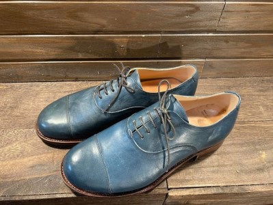 ドレスシューズ レザー メンズ 藍染 カジュアルシューズ 革靴 ハンドソーンウェルトテッド製法 藍染め
