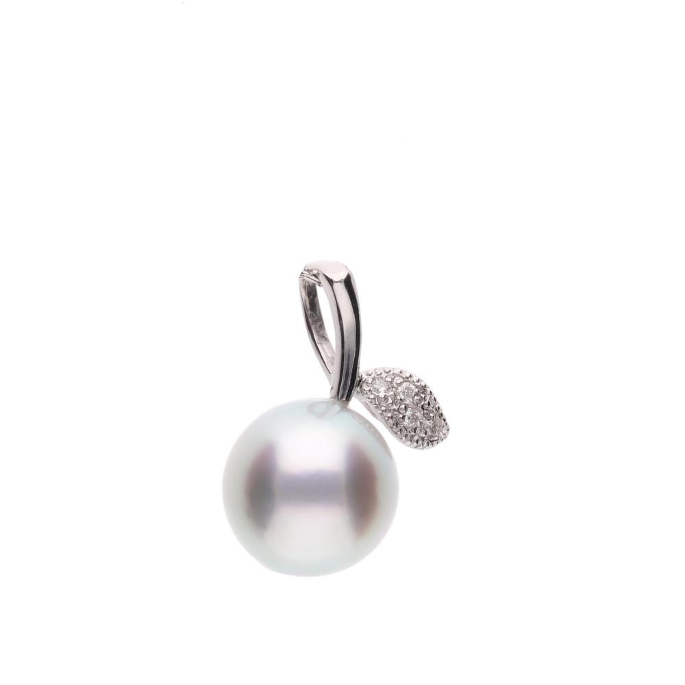 【ふるさと納税】【姫果】無調色 ウルトラスカイブルー アコヤ真珠（日本） 8.0mm セミラウンド ダイヤモンド Pt900 プラチナ ペンダントトップ