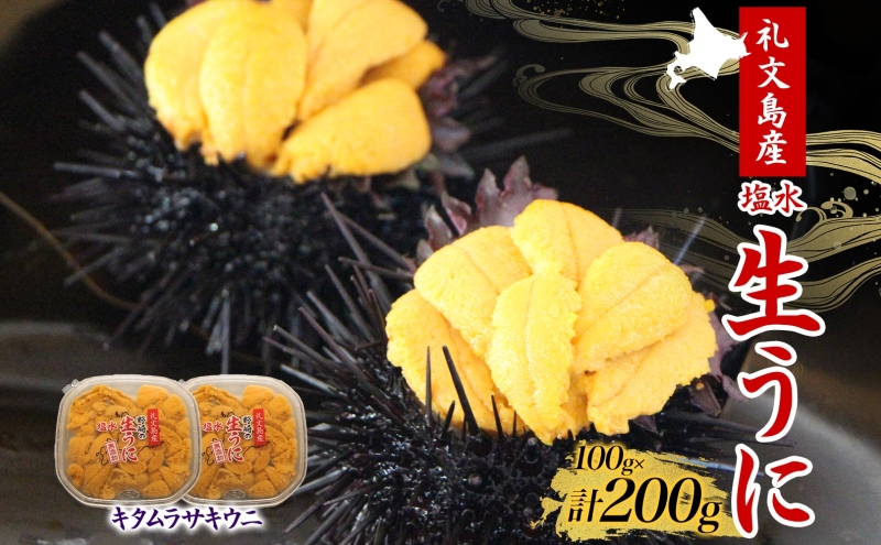 北海道 礼文島産  塩水ウニ （ キタムラサキウニ ）100g×2  生うに うに 雲丹 