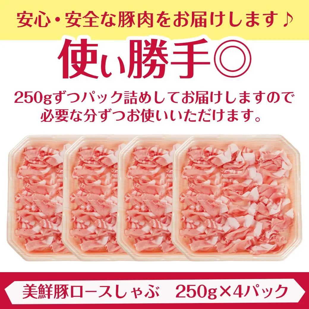 都城美鮮豚ロースしゃぶしゃぶ1kg(250g×4パック)〔AA-5408〕_(都城市) 豚肉 ミルフィーユ鍋 しゃぶしゃぶ 炒め物 丼物 アレンジ豊富 パック詰め