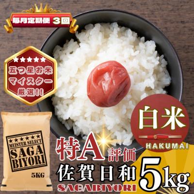 ふるさと納税 基山町 【毎月定期便】さがびより白米5kg(基山町)全3回