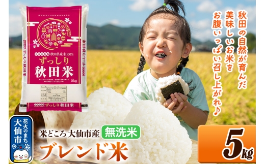 米 米どころ 秋田県大仙市産 ブレンド米 令和7年産【無洗米】5kg（5kg×1袋） [米 お米 こめ 白米 無洗米 ブレンド米 小分け ご飯 ごはん 米どころ 秋田県産 大仙市]