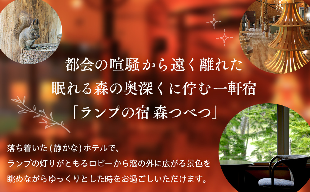 【ANA限定】ランプの宿森つべつ ペア宿泊券 「恵みの森の温泉ご馳走プラン」 | 宿泊券 露天風呂 温泉 サウナ 家族風呂 チケット 宿泊 宿 ホテル 旅 旅行 ペア 屈斜路湖 チミケップ 北海道津別