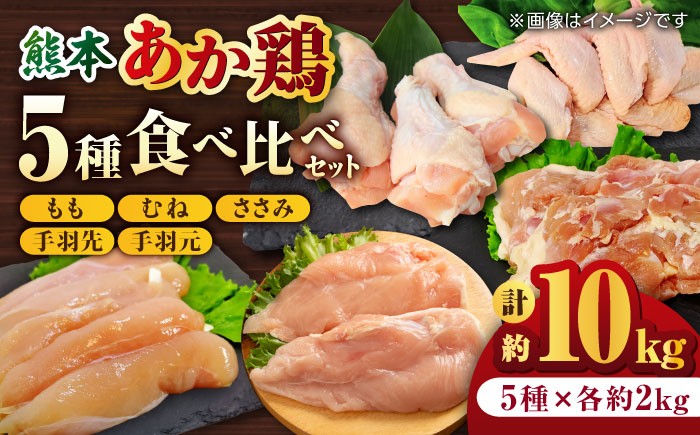 
                  熊本あか鶏  5種食べ比べセット（モモ ささみ ムネ 手羽先 手羽元）各2kg 計10kg【やまうちフード株式会社 熊本営業所】 熊本県 特産品 赤鶏 熊本 九州産  [ZAB005]
                
