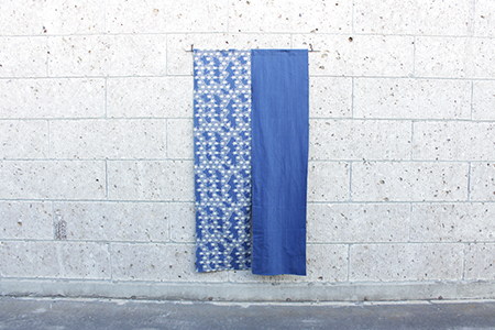 武州正藍染　麻の葉のれん　１７０ｃｍ