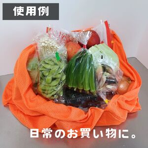 メッシュのエコバッグ【オレンジ】 enmusubi ステッチグリーン