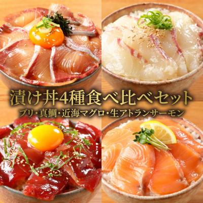 ふるさと納税 延岡市 日向灘ブリ・日向灘真鯛・近海マグロ・生サーモンの海鮮丼/4種食べ比べセット(8パック入り)