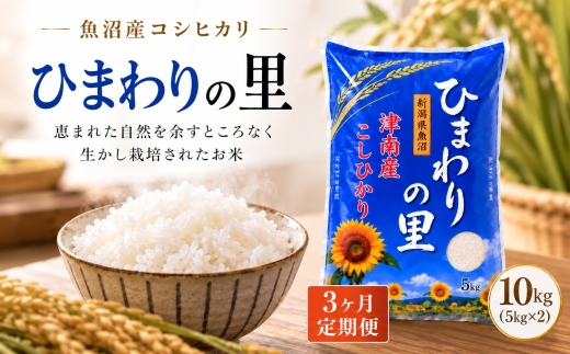 【3ヶ月定期便】【令和8年産 先行予約】魚沼産コシヒカリ ひまわりの里 10kg(5kg×2袋)  | 新潟産こしひかり 新潟県産コシヒカリ 魚沼産こしひかり 米 お米 こしひかり 白米 精米 ブランド米 新潟県 津南町 大阪屋商店