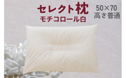 セレクト枕 モチコロール白 中央くぼみタイプ 高さ普通 （50×70cm）