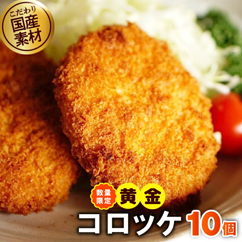 【ふるさと納税】期間限定 こだわりの国産素材 コロッケ 合計 10個 ( 5個×2袋 ) 黄金 昔懐かしい味 冷めてもおいしい スパイシー 国産じゃがいも 国産たまねぎ 国産お肉 おやつ おかず お土産 惣菜 食品 食べ物 お取り寄せグルメ 冷凍 大阪府 泉佐野市 送料無料