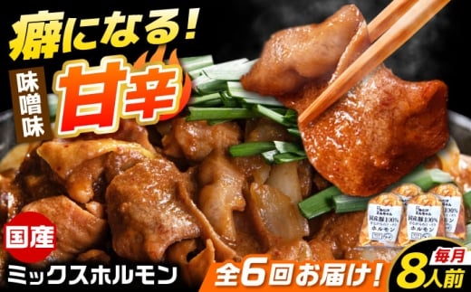 【6回定期便】 「元祖みたけとんちゃん」 昔ながらのミックスホルモン 4袋 / モツ もつ レバー ホルモン / 御嵩町 / 藤よし [AVAA089]