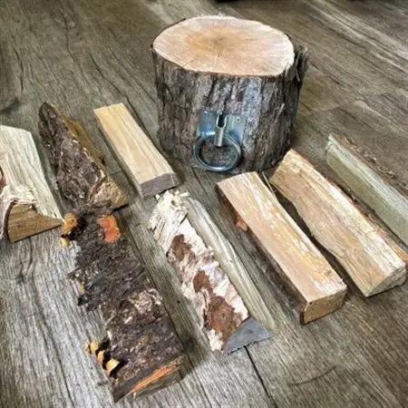 薪割り台セット 5kg 北海道産 広葉樹 キャンプ_北海道産 道東産 広葉樹 木の皮 焚き付け 用 薪 焚き火 初心者 ソロキャンプ キャンプ 10000円 北海道 釧路町 釧路超 特産品 _【141