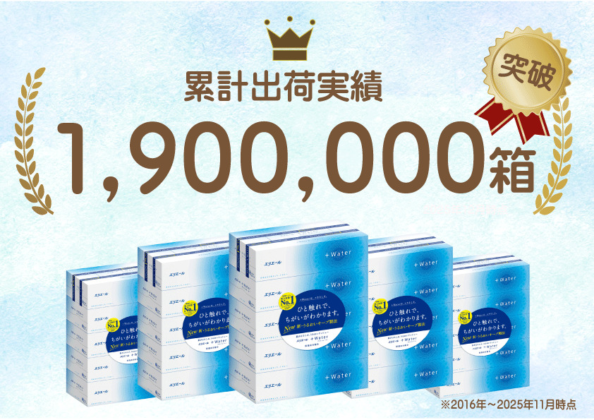 エリエール ＋Water 180組 5箱 1パック 最短 10日以内配送 最短配送 ティッシュペーパー 箱 やわらか 保湿成分配合 まとめ買い 紙 防災 常備品 備蓄品 消耗品 備蓄 日用品 生活必需