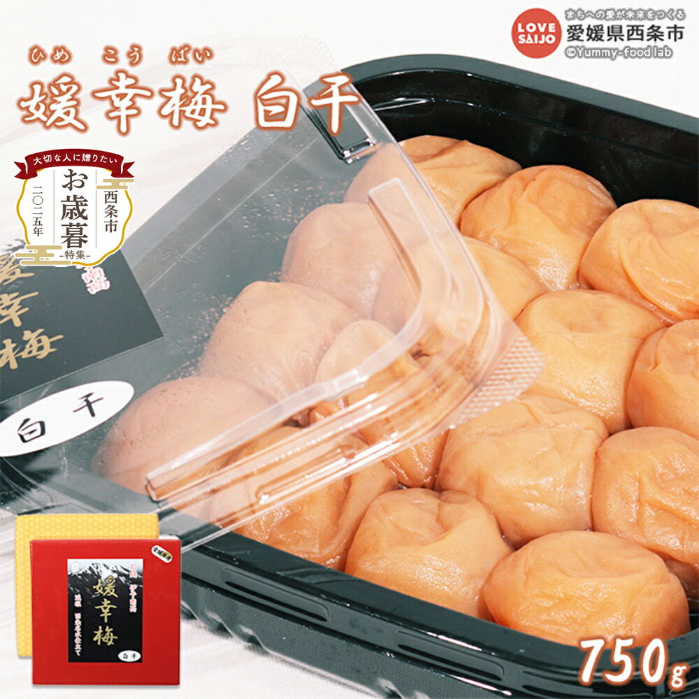 【ふるさと納税】＜媛幸梅 白干 750g＞ ※翌月末迄に順次出荷 お歳暮 梅干し ひめこうばい うめぼし ウメボシ 減塩 塩分13％ 南高梅 ご飯のお供 お弁当 おにぎり おむすび 国産 特産品 佐伯食品 愛媛県 西条市 【常温】