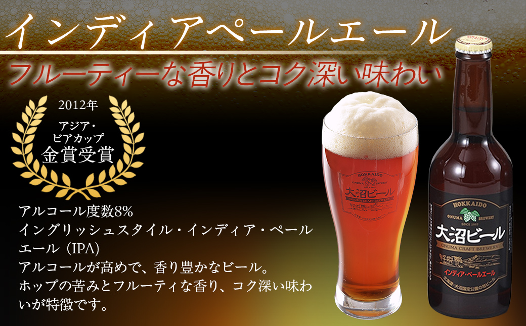 【金賞受賞】大沼ビール1L2本＋インディアペールエール330ml3本 ホップの苦みとフルーティな香り！ NAH010