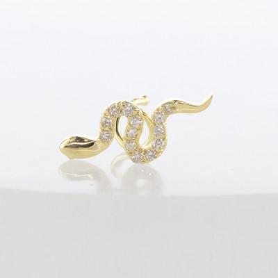 ふるさと納税 昭和町 蛇 18金 ピアス(片耳) ダイヤモンド キャッチのいらないピアス 250326tp400yu |  | 03