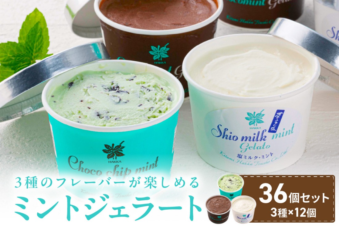 ミントジェラート カップ 3種×12個 ( アイス ジェラート スイーツ ミント カップ セット ふるさと納税 )【007-0040】