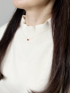 【K18】 血赤珊瑚のハートネックレス 【TK-9220】