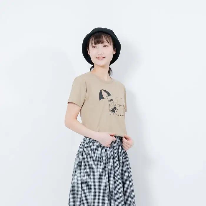 《0》【KEYMEMORY鎌倉】GrenouilleイラストTシャツ BEIGE