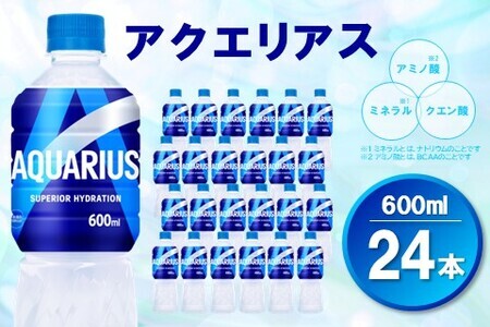 アクエリアス 600mlPET×24本(1ケース)【コカコーラ 熱中症対策 スポーツ飲料 スポーツドリンク 水分補給 カロリーオフ ペットボトル 健康 スッキリ ミネラル アミノ酸 クエン酸 リフレッシュ 常備 保存 買い置き】K090114