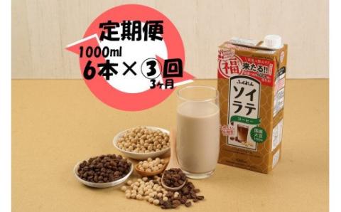 M429P【3ヶ月連続定期便】〈ふくれん〉国産大豆ソイラテコーヒー　1000ml×6本