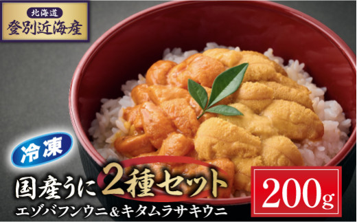 登別近海産 エゾバフンウニ&キタムラサキウニ 2種食べ比べセット 冷凍パック200g 【6月以降順次配送】| 生うに バフンウニ うに 高級 ウニ 雲丹 生ウニ エゾバフンウニ 塩水 人気 ふるさと納税 北海道 登別市