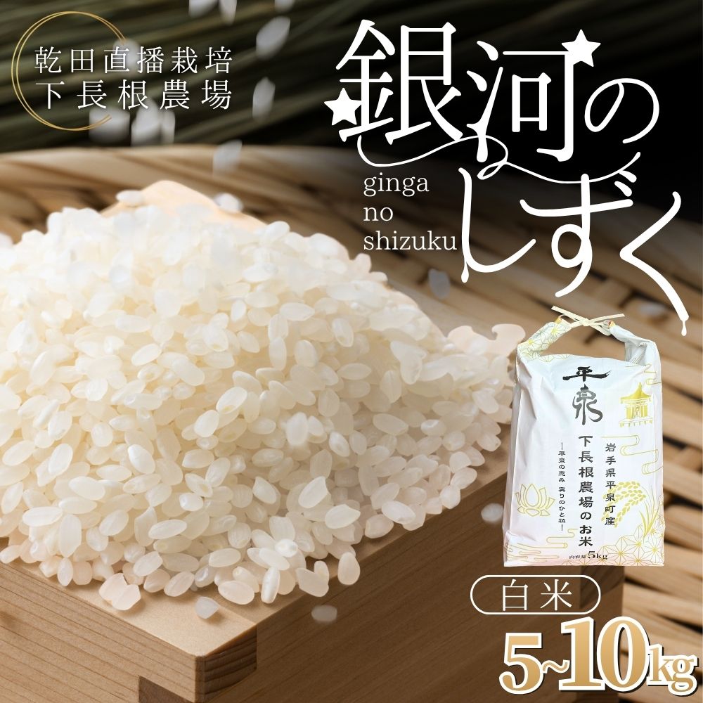 【ふるさと納税】【令和8年産 予約販売】【10月末以降順次発送】平泉町産 銀河のしずく 白米 5kg 10kg / こめ 乾田直播 コメ 乾田直播栽培米 銀河のしずく 米 お米 おこめ 白米 ご飯 ごはん ライス