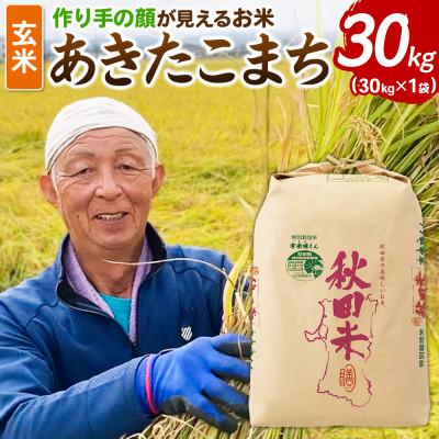 ふるさと納税 横手市 「作り手の顔が見えるお米」秋田県産あきたこまち玄米30kg(令和7年産)