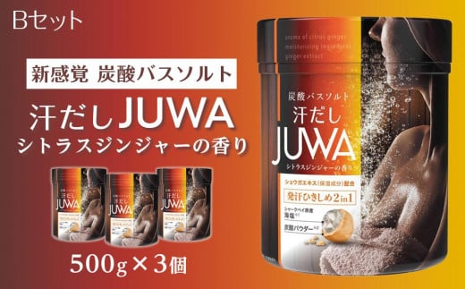 
新感覚 炭酸バスソルト Bセット 汗だしJUWAシトラスジンジャーの香り 500g 3個【 入浴剤 白元アース 風呂 日用品 バス用品 バスソルト 入浴剤 和歌山県 和歌山市 EY07 】
